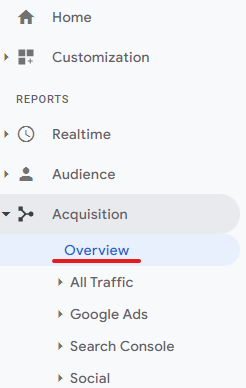 ikhtisar perolehan google analytics